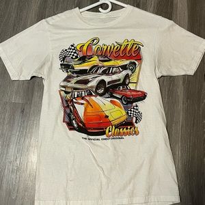 white corvette graphic tee